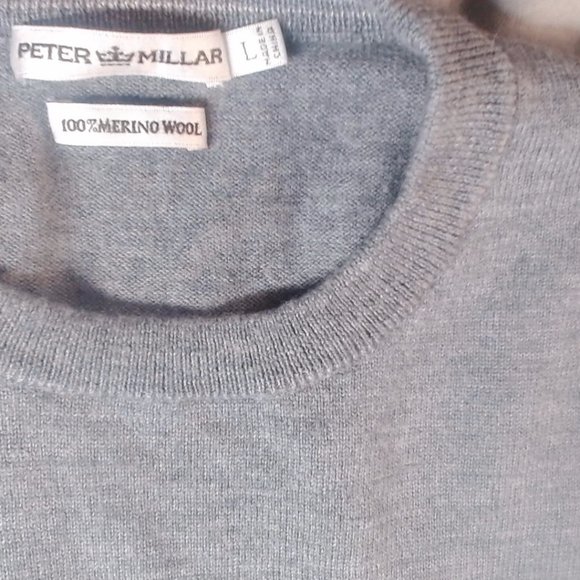 Peter Millar 100% Merlino Wool Sweater Gray Mens Size Large - Picture 3 of 5